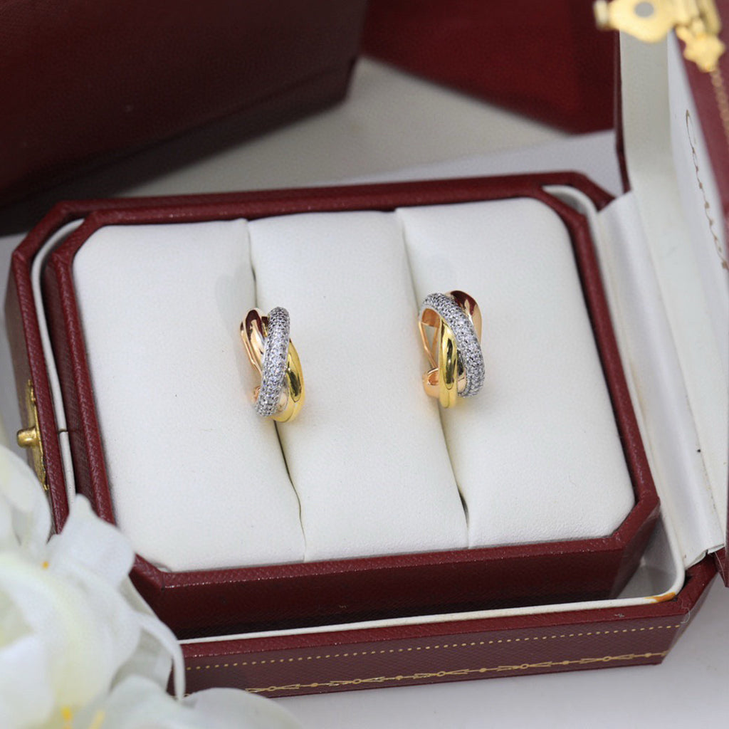 [OAK JURI]TRINITY HALF DIAMOND  CLASSIC EARRINGS