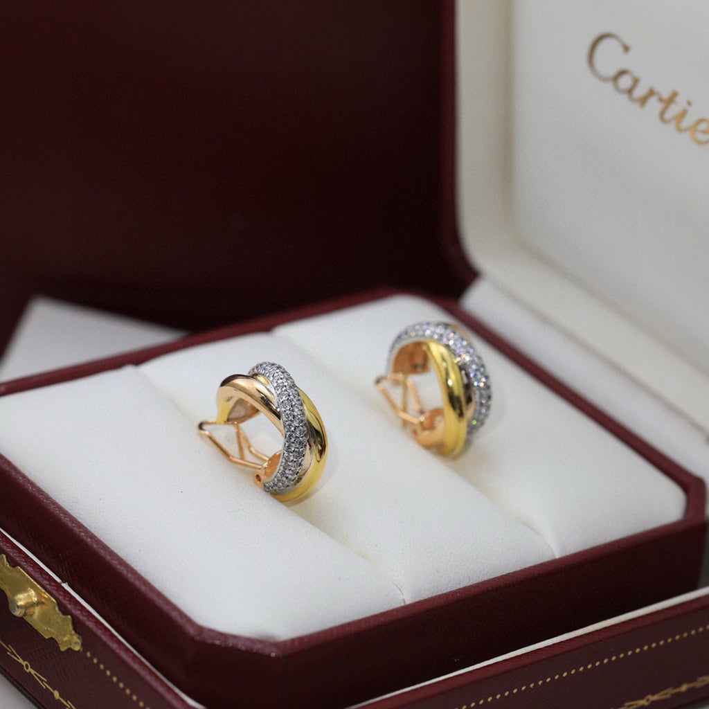 [OAK JURI]TRINITY HALF DIAMOND  CLASSIC EARRINGS