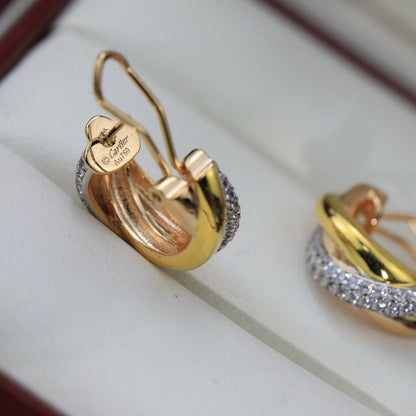 [OAK JURI]TRINITY HALF DIAMOND  CLASSIC EARRINGS
