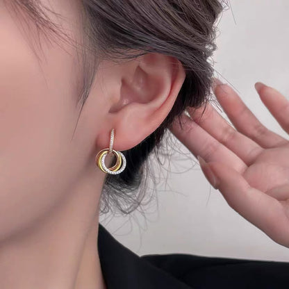 [OAK JURI]TRINITY HALF DIAMOND  EARRINGS