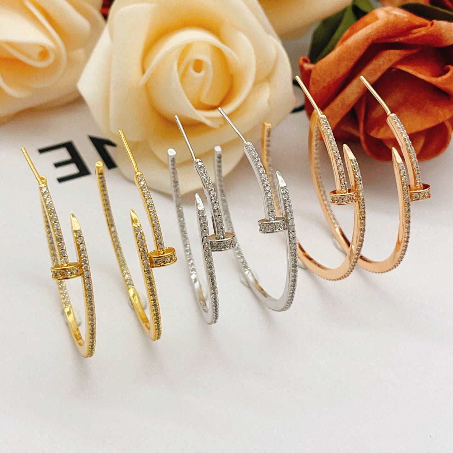 [OAK JURI]JUSTE FULL DIAMOND LARGE EARRINGS