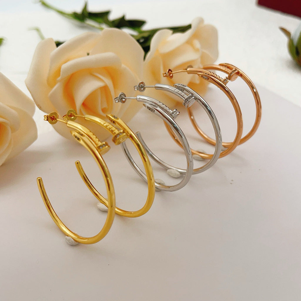 [OAK JURI]JUSTE HALF DIAMOND LARGE EARRINGS
