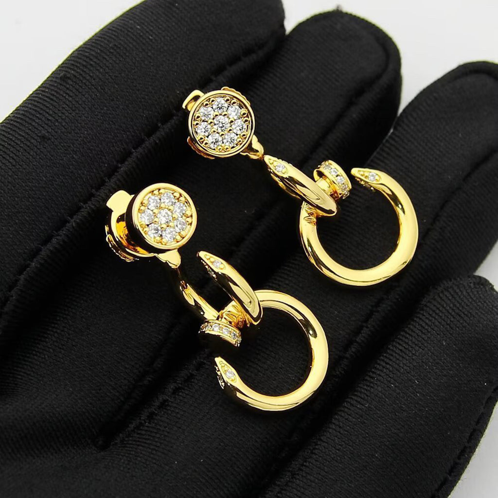 [OAK JURI]JUSTE HALF DIAMOND DOUBLE EARRINGS