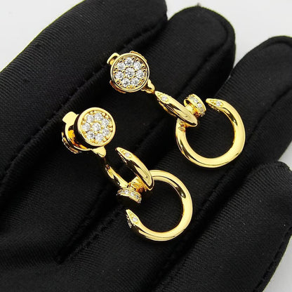 [OAK JURI]JUSTE HALF DIAMOND DOUBLE EARRINGS