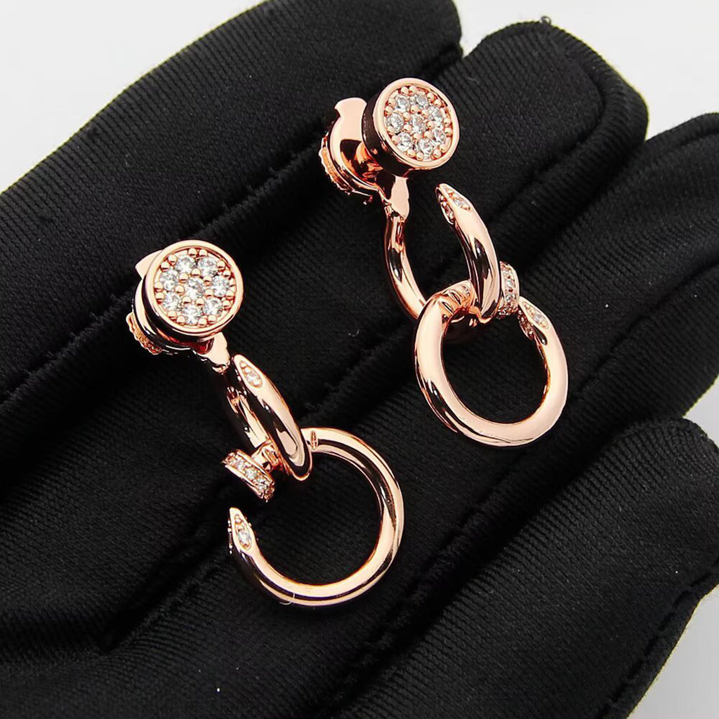 [OAK JURI]JUSTE HALF DIAMOND DOUBLE EARRINGS