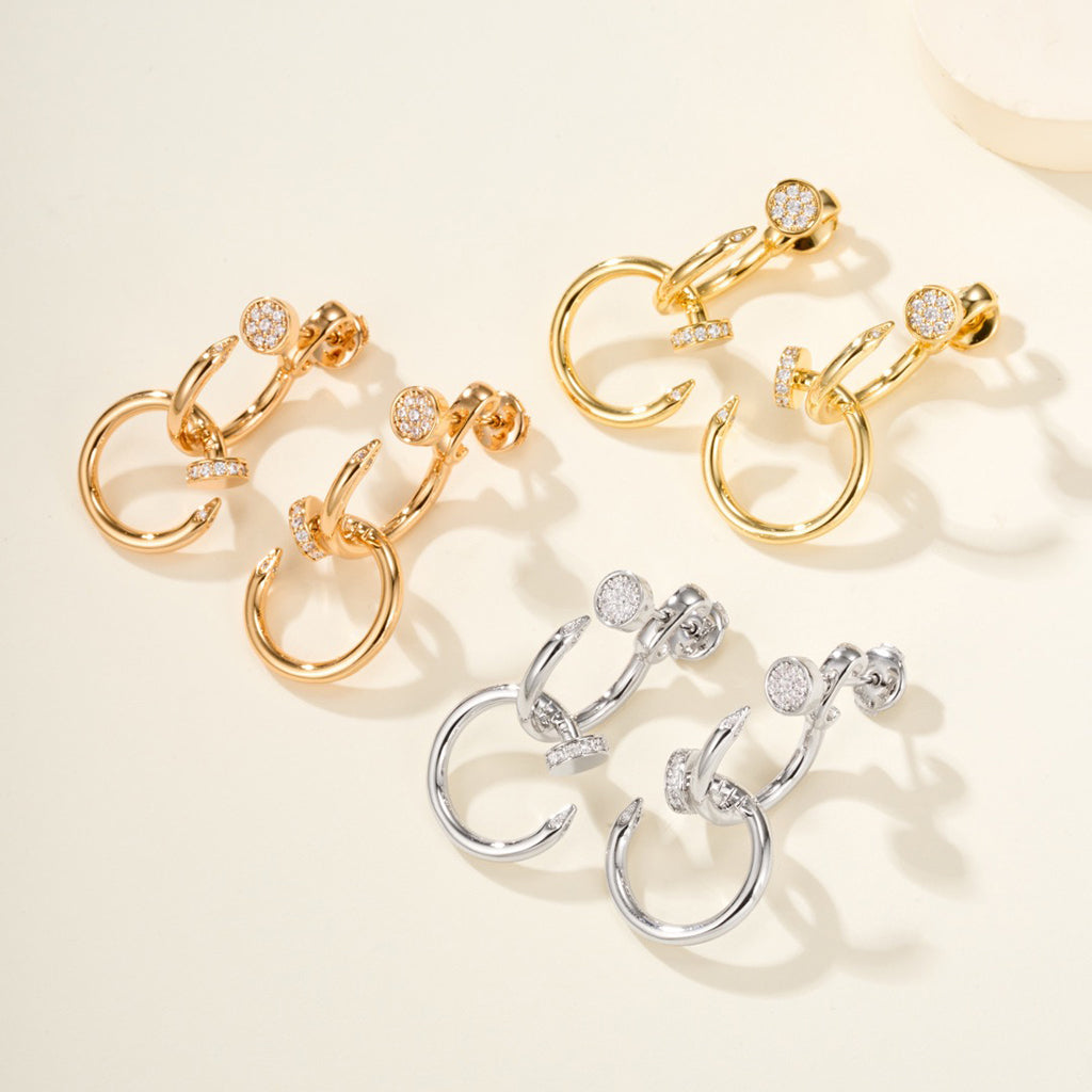 [OAK JURI]JUSTE HALF DIAMOND DOUBLE EARRINGS