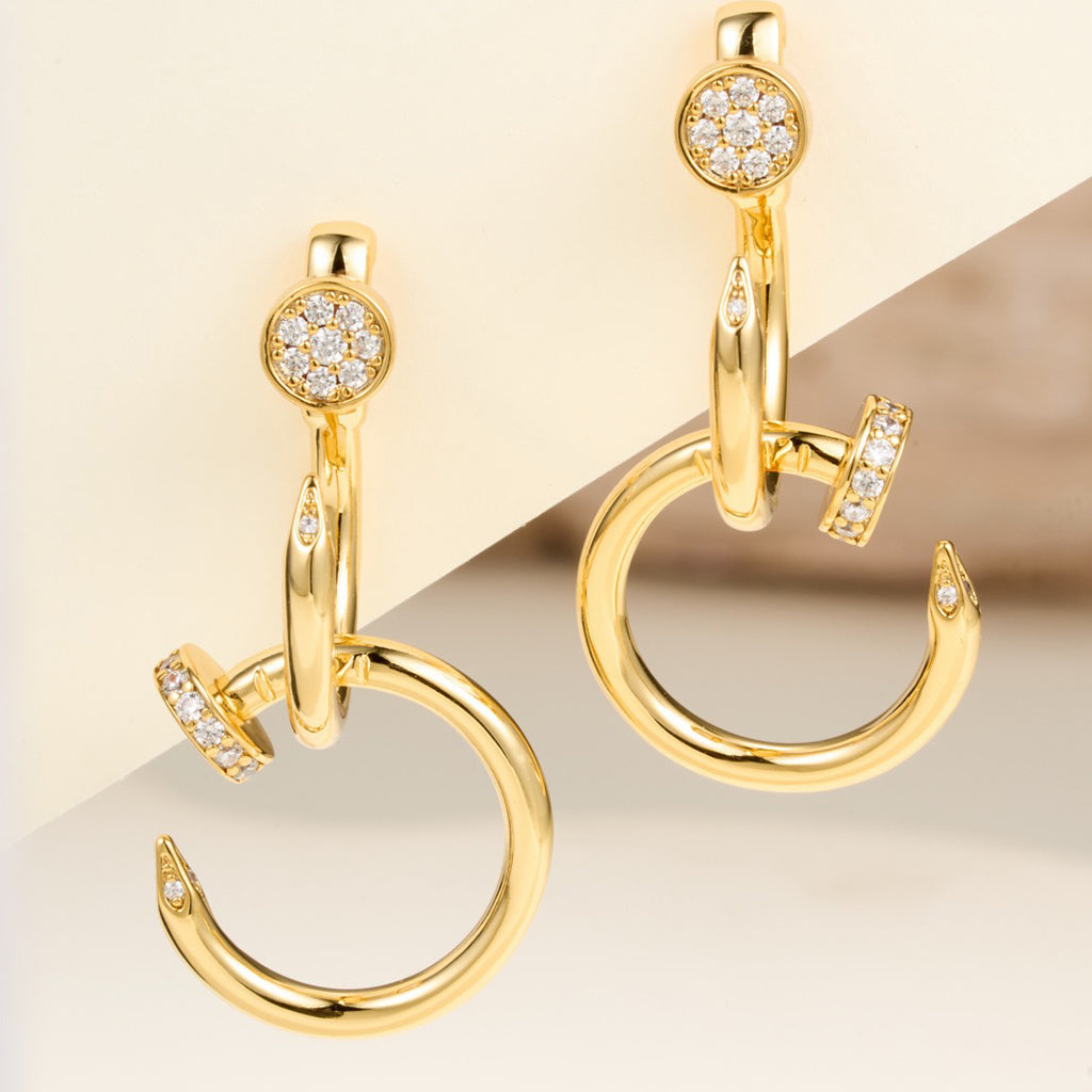 [OAK JURI]JUSTE HALF DIAMOND DOUBLE EARRINGS
