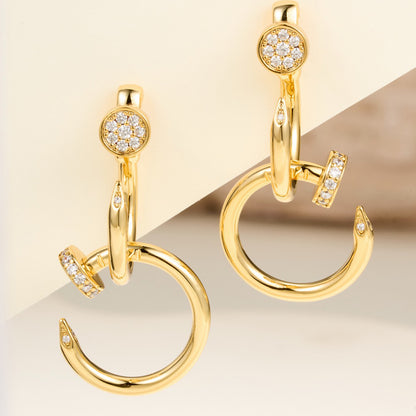 [OAK JURI]JUSTE HALF DIAMOND DOUBLE EARRINGS