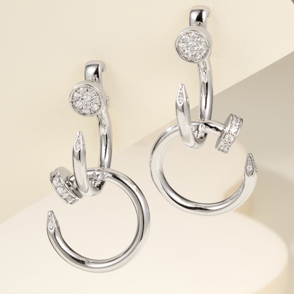 [OAK JURI]JUSTE HALF DIAMOND DOUBLE EARRINGS
