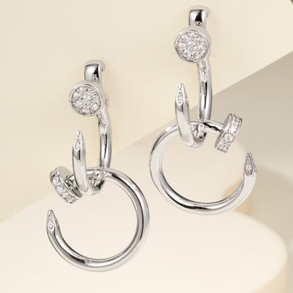[OAK JURI]JUSTE HALF DIAMOND DOUBLE EARRINGS