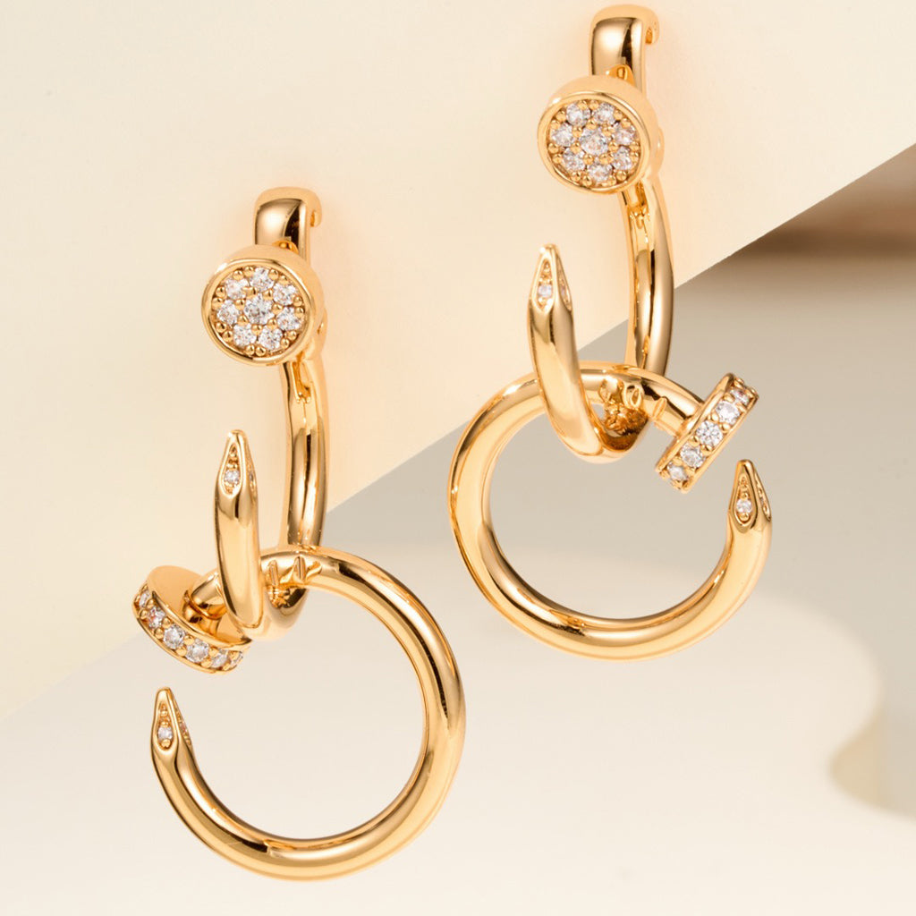 [OAK JURI]JUSTE HALF DIAMOND DOUBLE EARRINGS