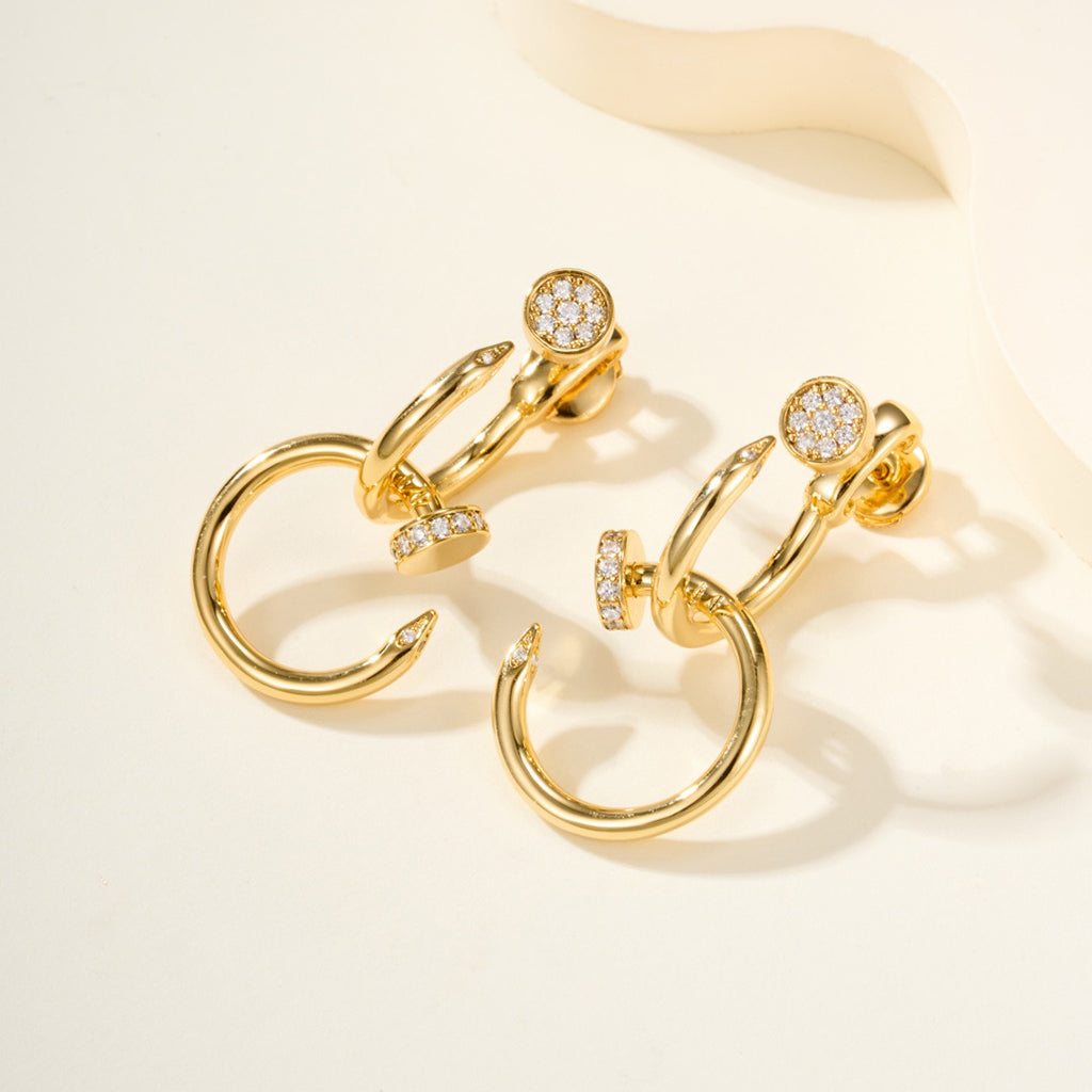 [OAK JURI]JUSTE HALF DIAMOND DOUBLE EARRINGS