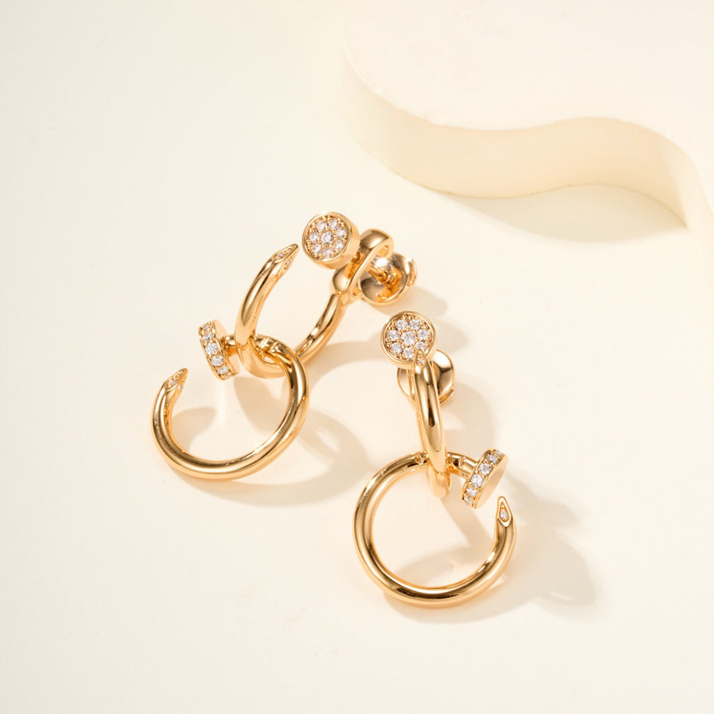 [OAK JURI]JUSTE HALF DIAMOND DOUBLE EARRINGS