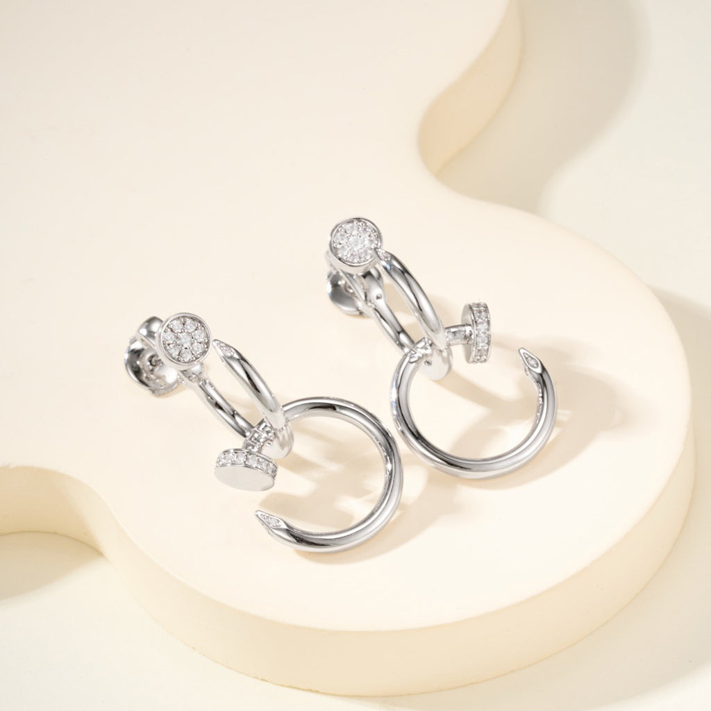 [OAK JURI]JUSTE HALF DIAMOND DOUBLE EARRINGS