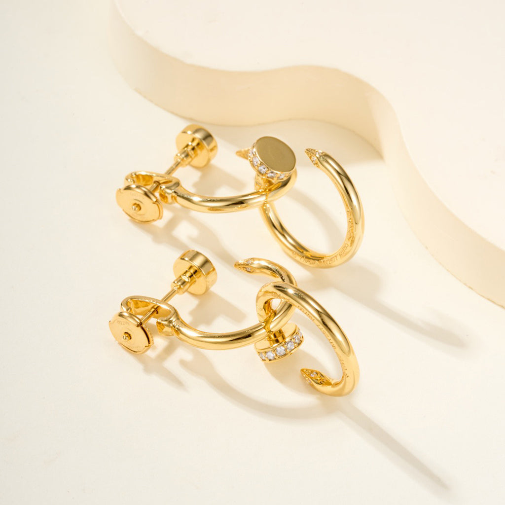 [OAK JURI]JUSTE HALF DIAMOND DOUBLE EARRINGS