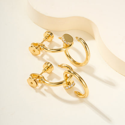 [OAK JURI]JUSTE HALF DIAMOND DOUBLE EARRINGS