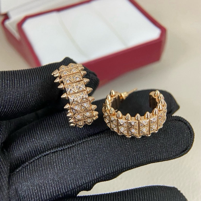 [OAK JURI]CLASH 9.2MM FULL DIAMOND DOUBLE ROW EARRINGS