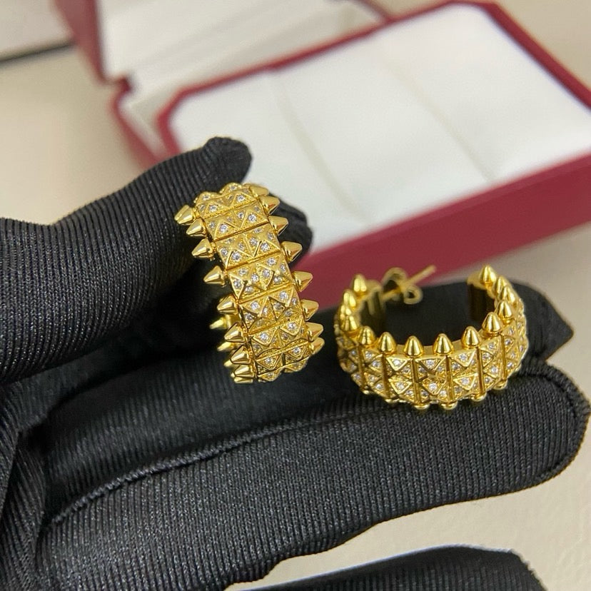 [OAK JURI]CLASH 9.2MM FULL DIAMOND DOUBLE ROW EARRINGS