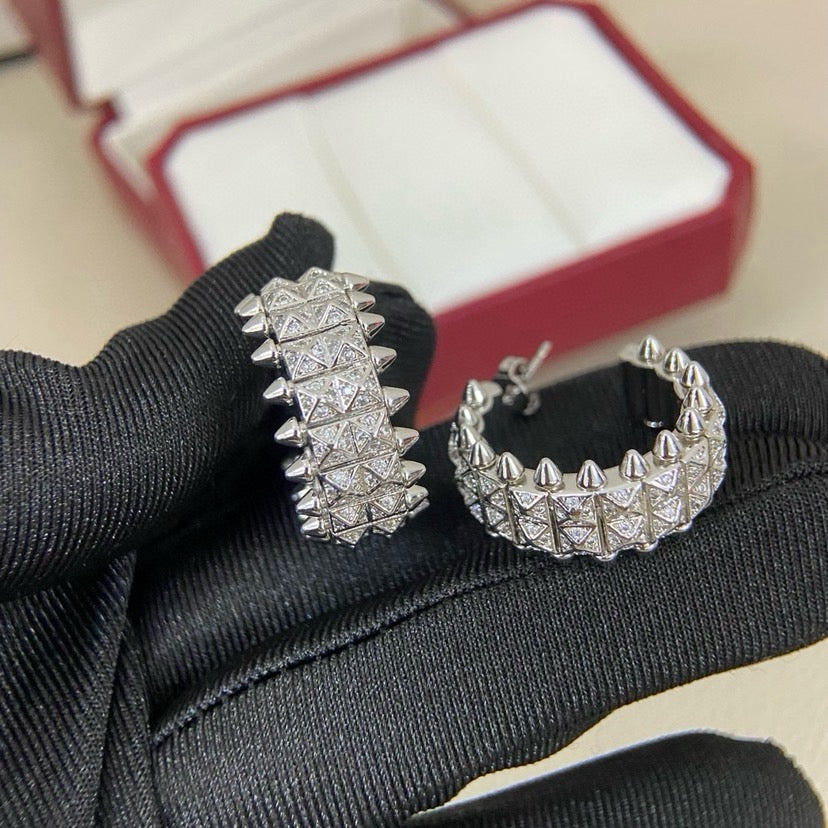 [OAK JURI]CLASH 9.2MM FULL DIAMOND DOUBLE ROW EARRINGS