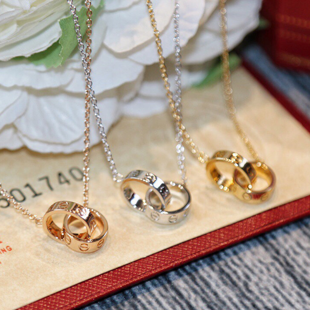 [OAK JURI]LOVE DOUBLE RING NECKLACE