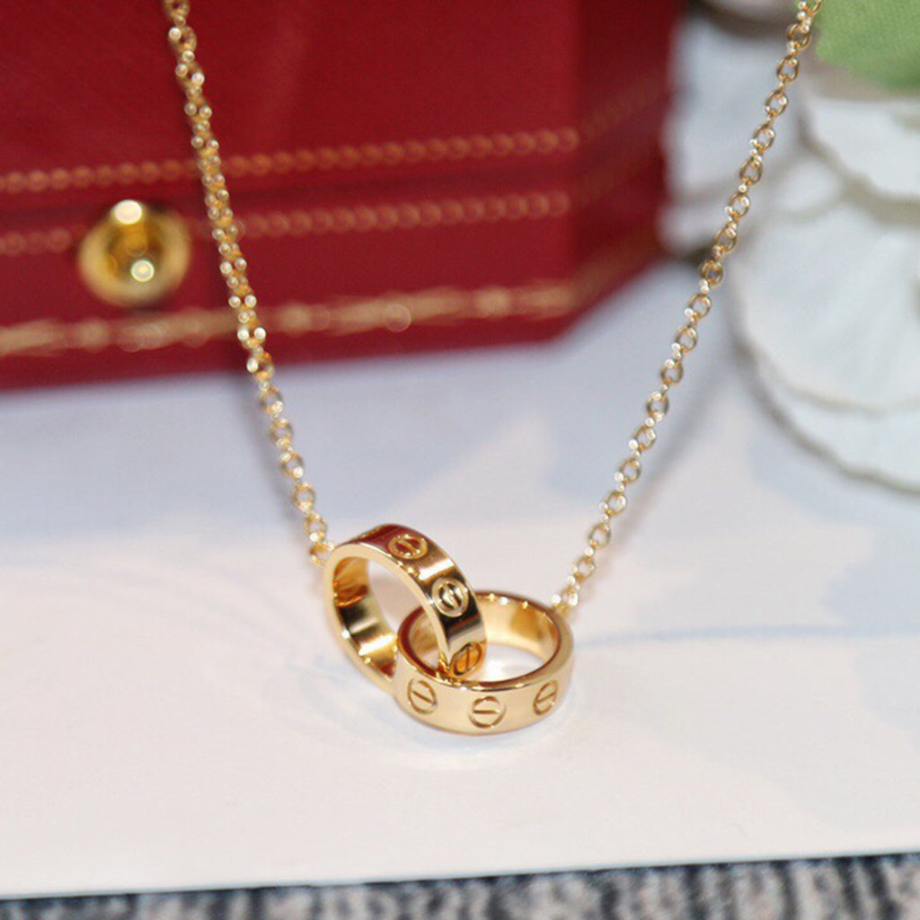 [OAK JURI]LOVE DOUBLE RING NECKLACE