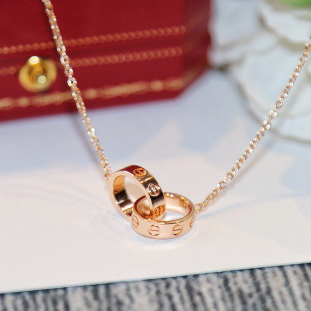[OAK JURI]LOVE DOUBLE RING NECKLACE