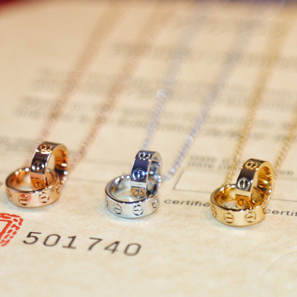 [OAK JURI]LOVE DOUBLE RING NECKLACE