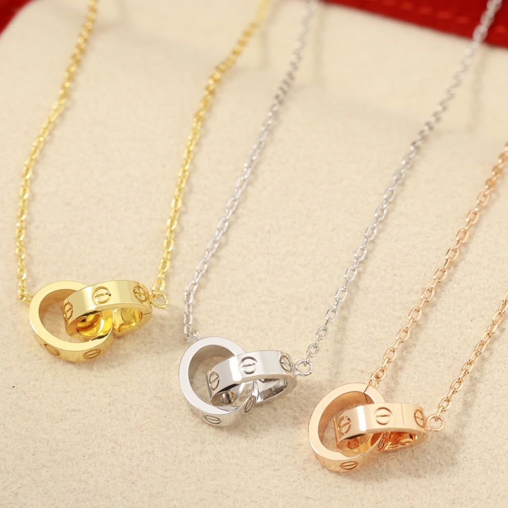 [OAK JURI]LOVE DOUBLE RING NECKLACE