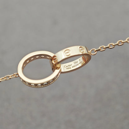 [OAK JURI]LOVE DOUBLE RING HALF DIAMOND NECKLACE