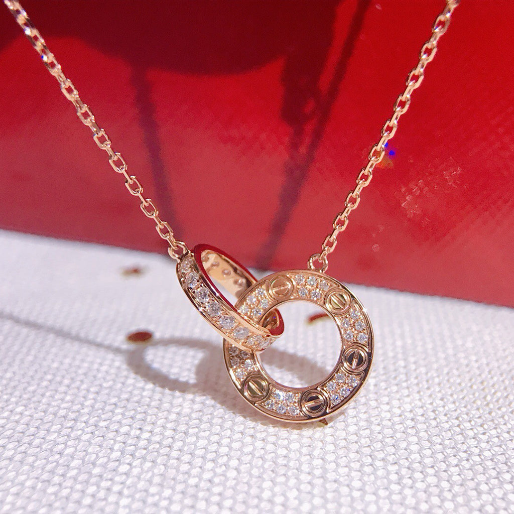[OAK JURI]LOVE  FULL DIAMOND PENDANT NECKLACE