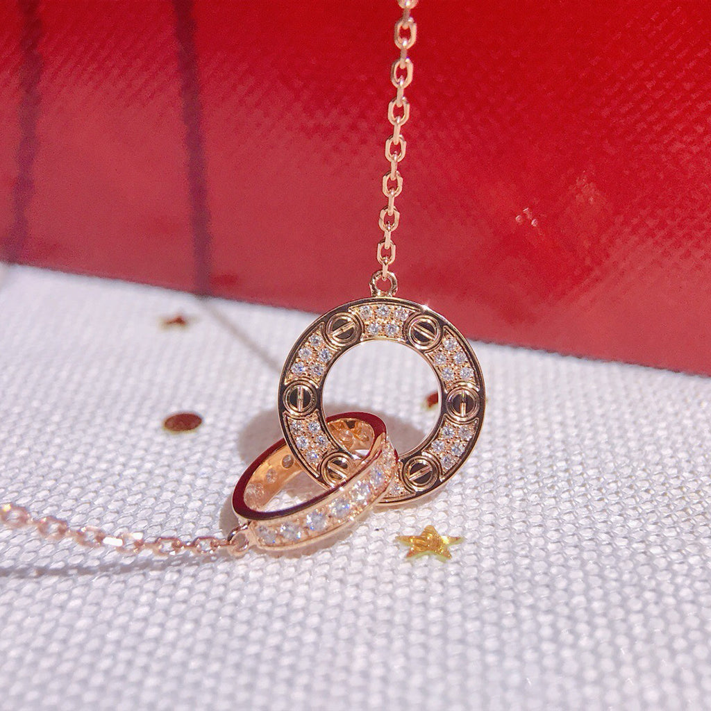 [OAK JURI]LOVE  FULL DIAMOND PENDANT NECKLACE