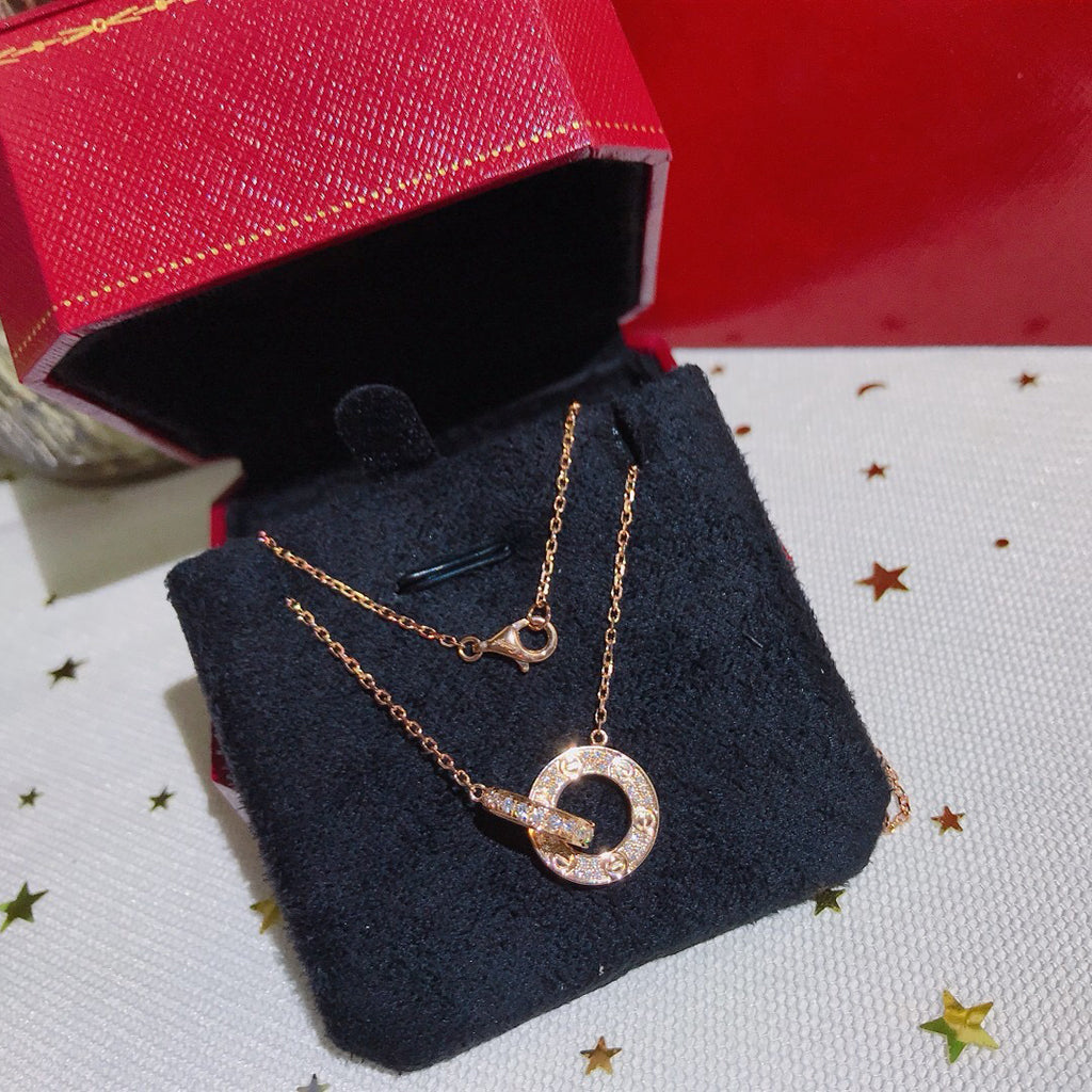[OAK JURI]LOVE  FULL DIAMOND PENDANT NECKLACE