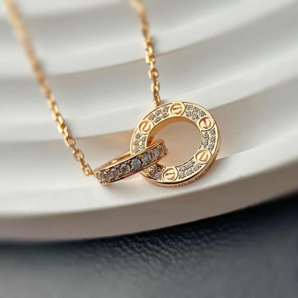 [OAK JURI]LOVE  FULL DIAMOND PENDANT NECKLACE