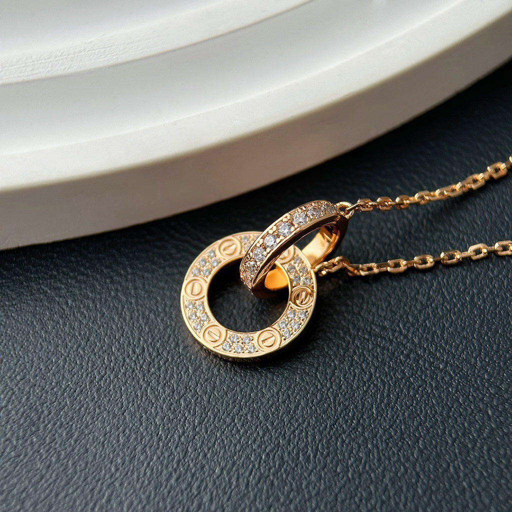 [OAK JURI]LOVE  FULL DIAMOND PENDANT NECKLACE