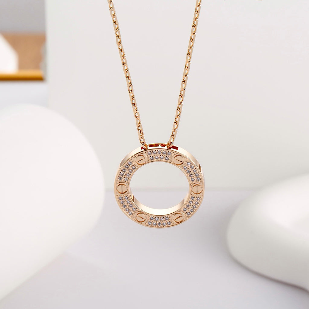 [OAK JURI]LOVE NECKLACE 16MM  FULL DIAMOND