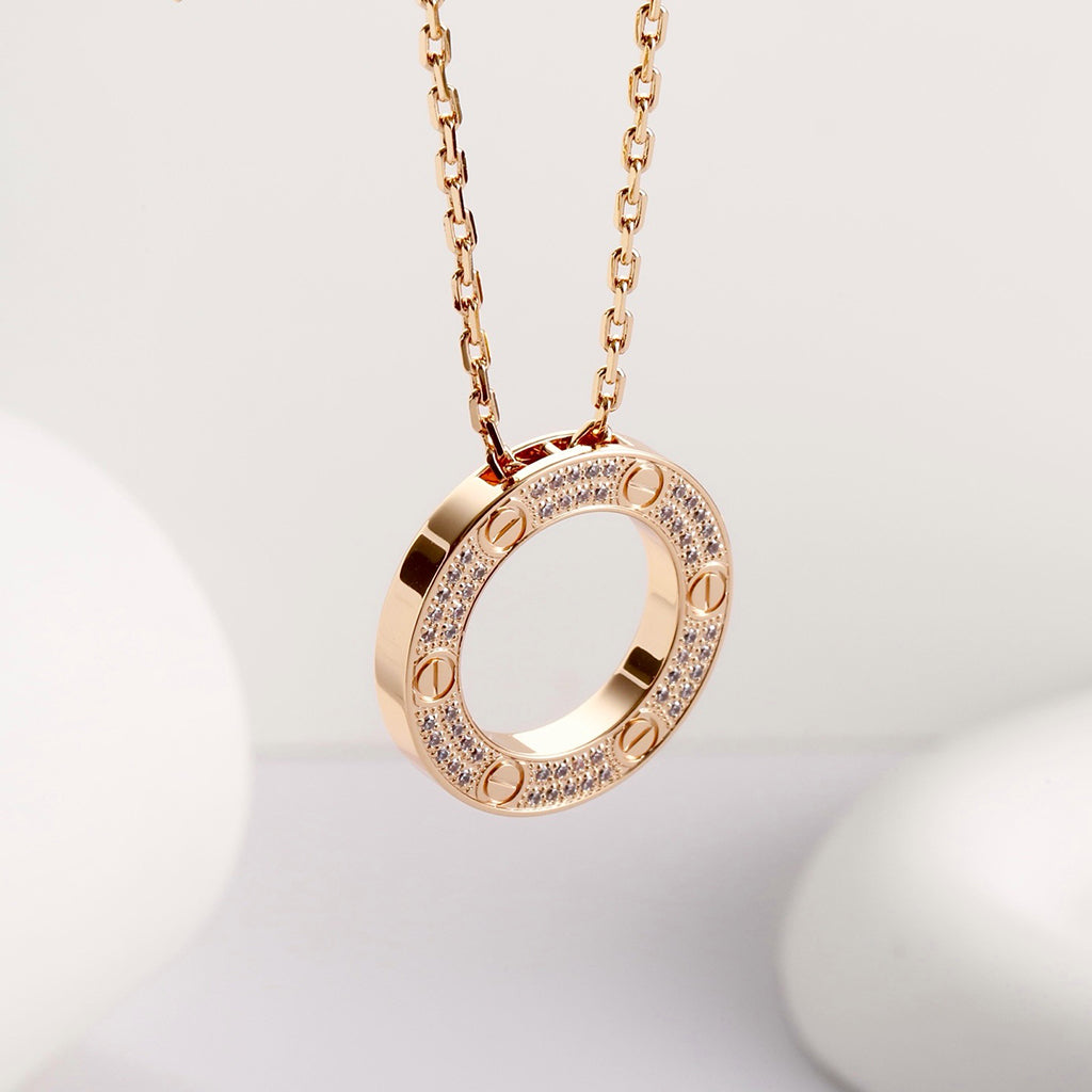 [OAK JURI]LOVE NECKLACE 16MM  FULL DIAMOND
