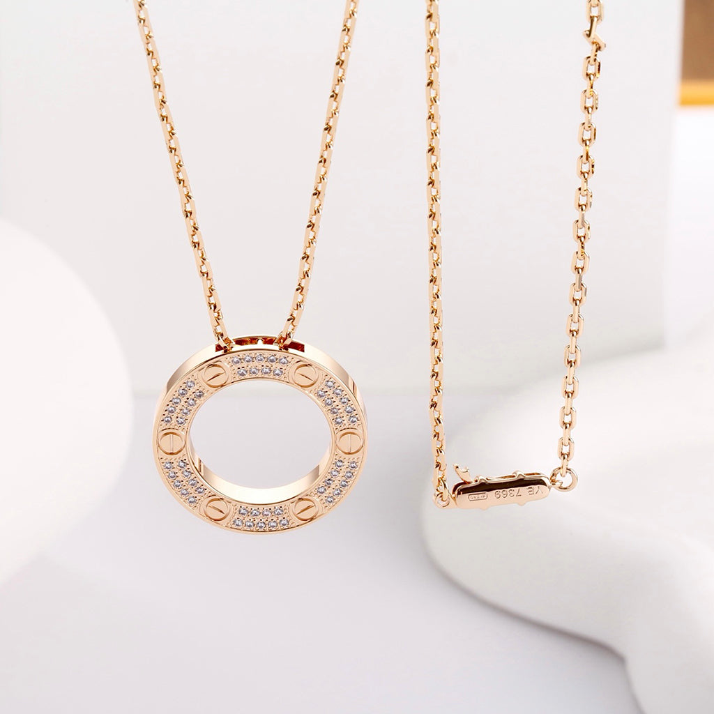 [OAK JURI]LOVE NECKLACE 16MM  FULL DIAMOND