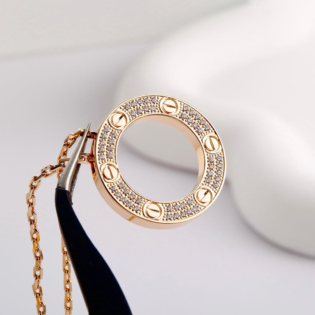 [OAK JURI]LOVE NECKLACE 16MM  FULL DIAMOND