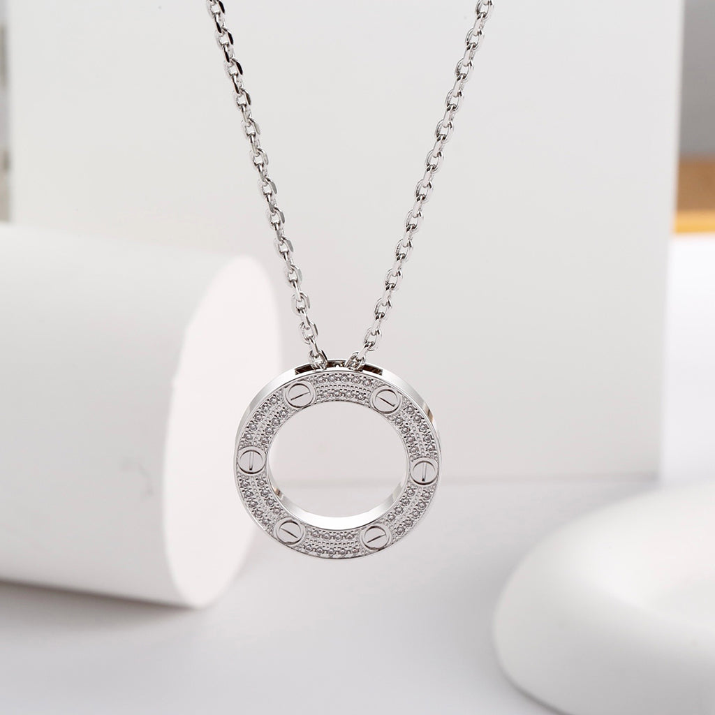 [OAK JURI]LOVE NECKLACE 16MM  FULL DIAMOND