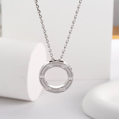 [OAK JURI]LOVE NECKLACE 16MM  FULL DIAMOND