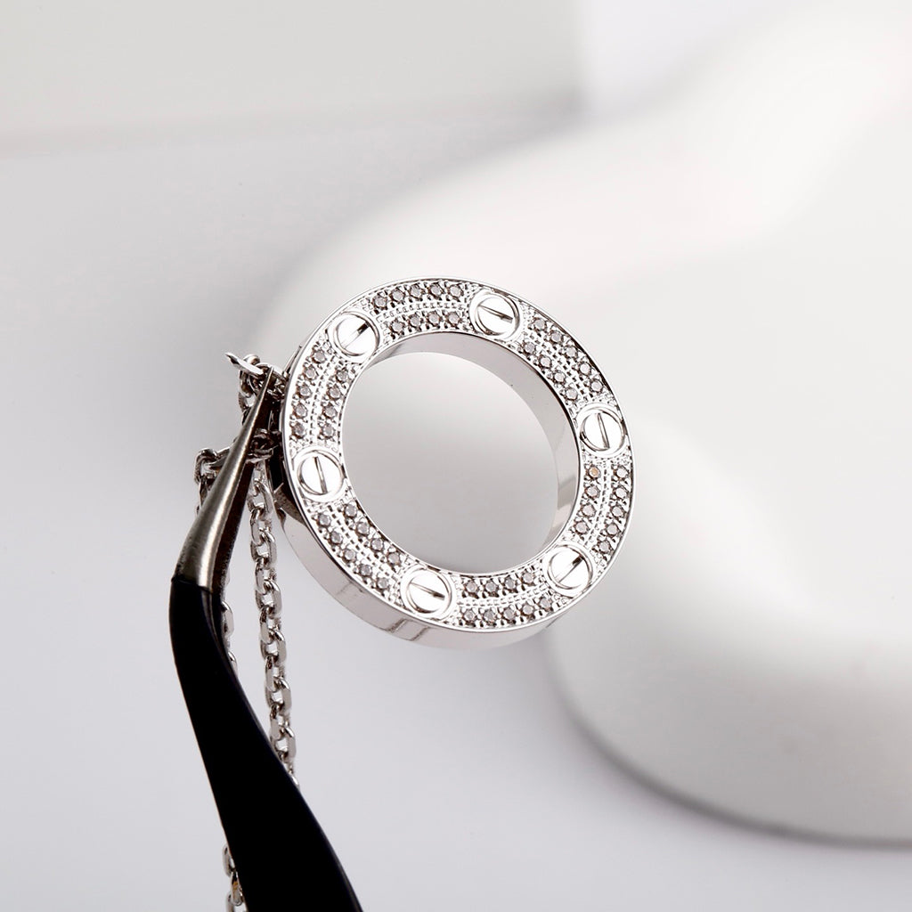 [OAK JURI]LOVE NECKLACE 16MM  FULL DIAMOND