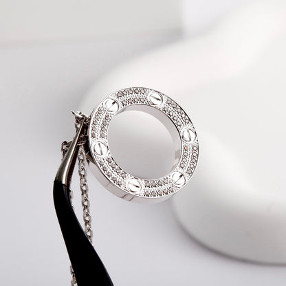 [OAK JURI]LOVE NECKLACE 16MM  FULL DIAMOND