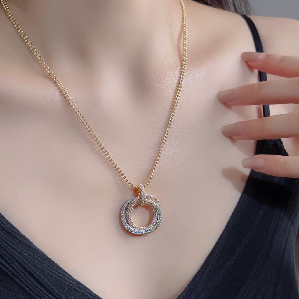 [OAK JURI]TRINITY LARGE FULL DIAMOND  NECKLACE