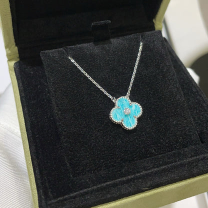 [OAK JURI]CLOVER 15MM DIAMOND SVRES PORCELAIN  NECKLACE SILVER