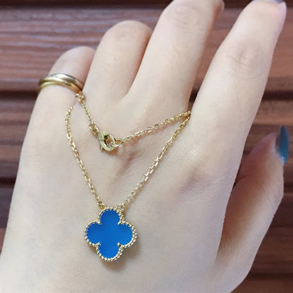 [OAK JURI]CLOVER 15MM BLUE AGATE NECKLACE
