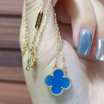 [OAK JURI]CLOVER 15MM BLUE AGATE NECKLACE