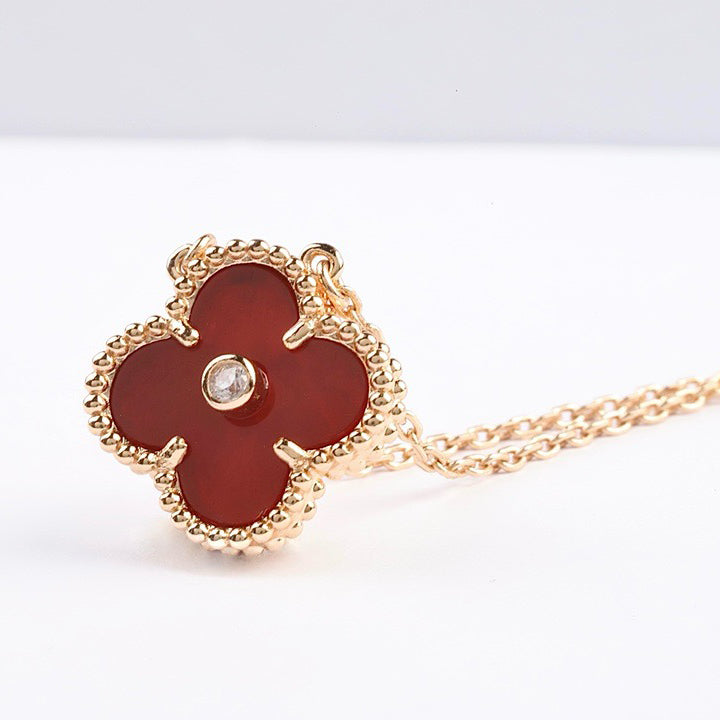 [OAK JURI]CLOVER 15MM DIAMOND CARNELIAN NECKLACE
