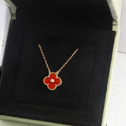 [OAK JURI]CLOVER 15MM DIAMOND CARNELIAN NECKLACE