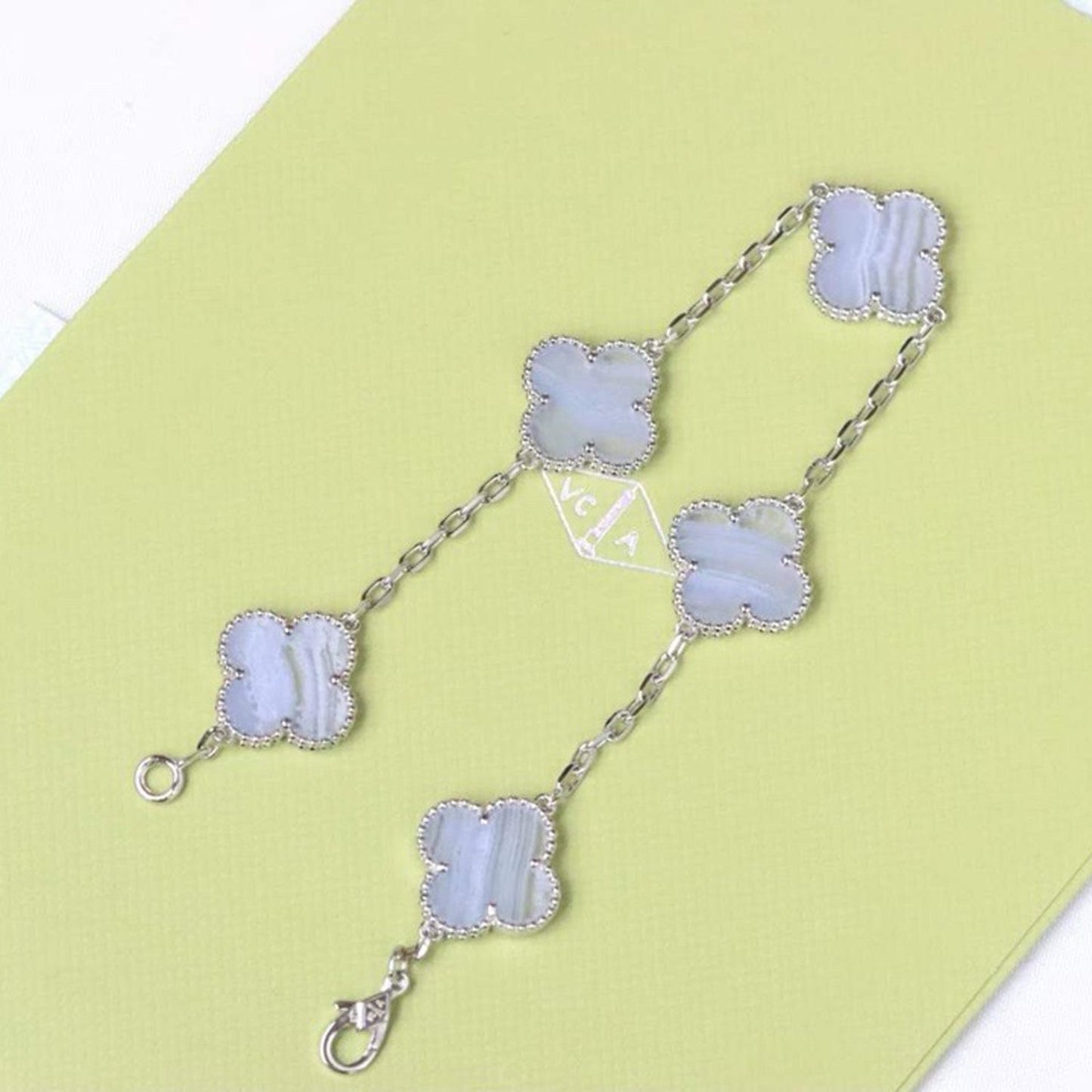 [OAK JURI]CLOVER  5 MOTIF PURPLE CHALCEDONY BRACELET SILVER