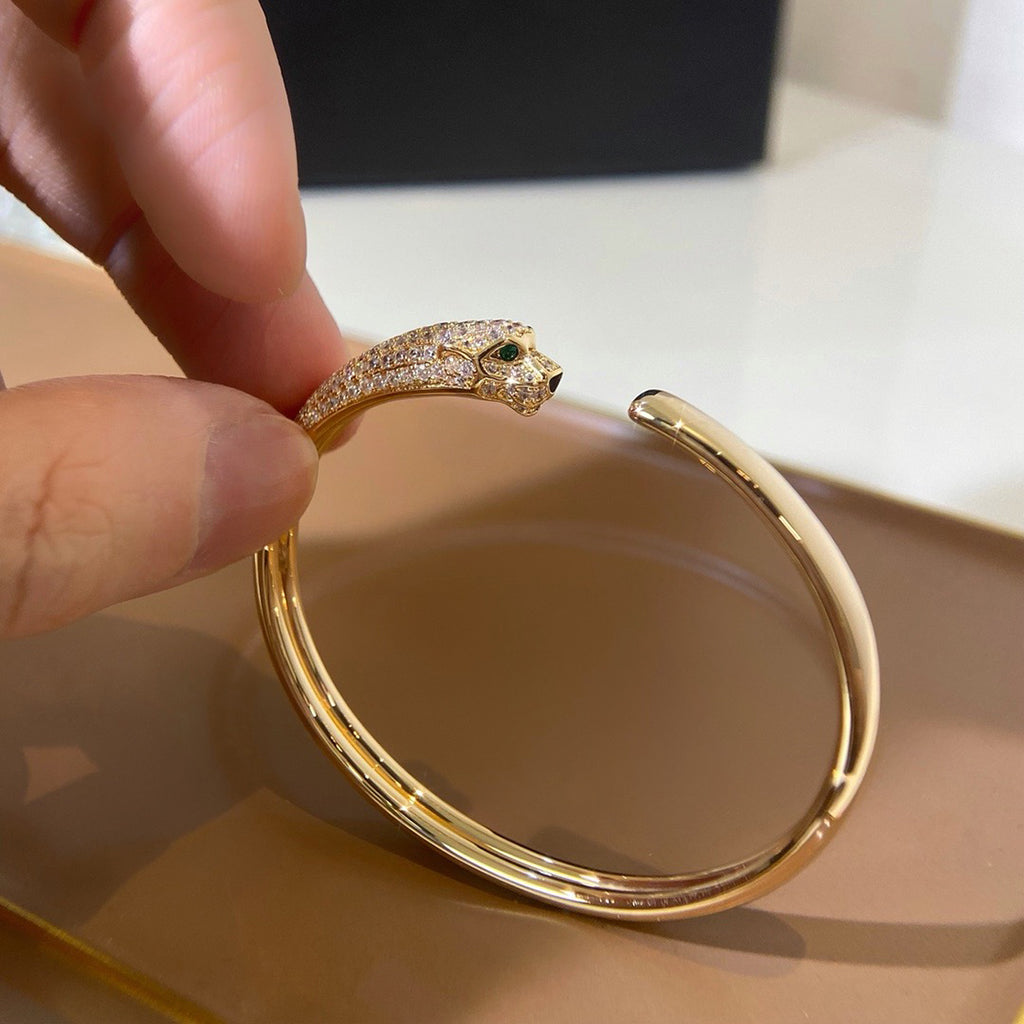 [OAK JURI]PANTHERE HALF DIAMOND OPEN BRACELET